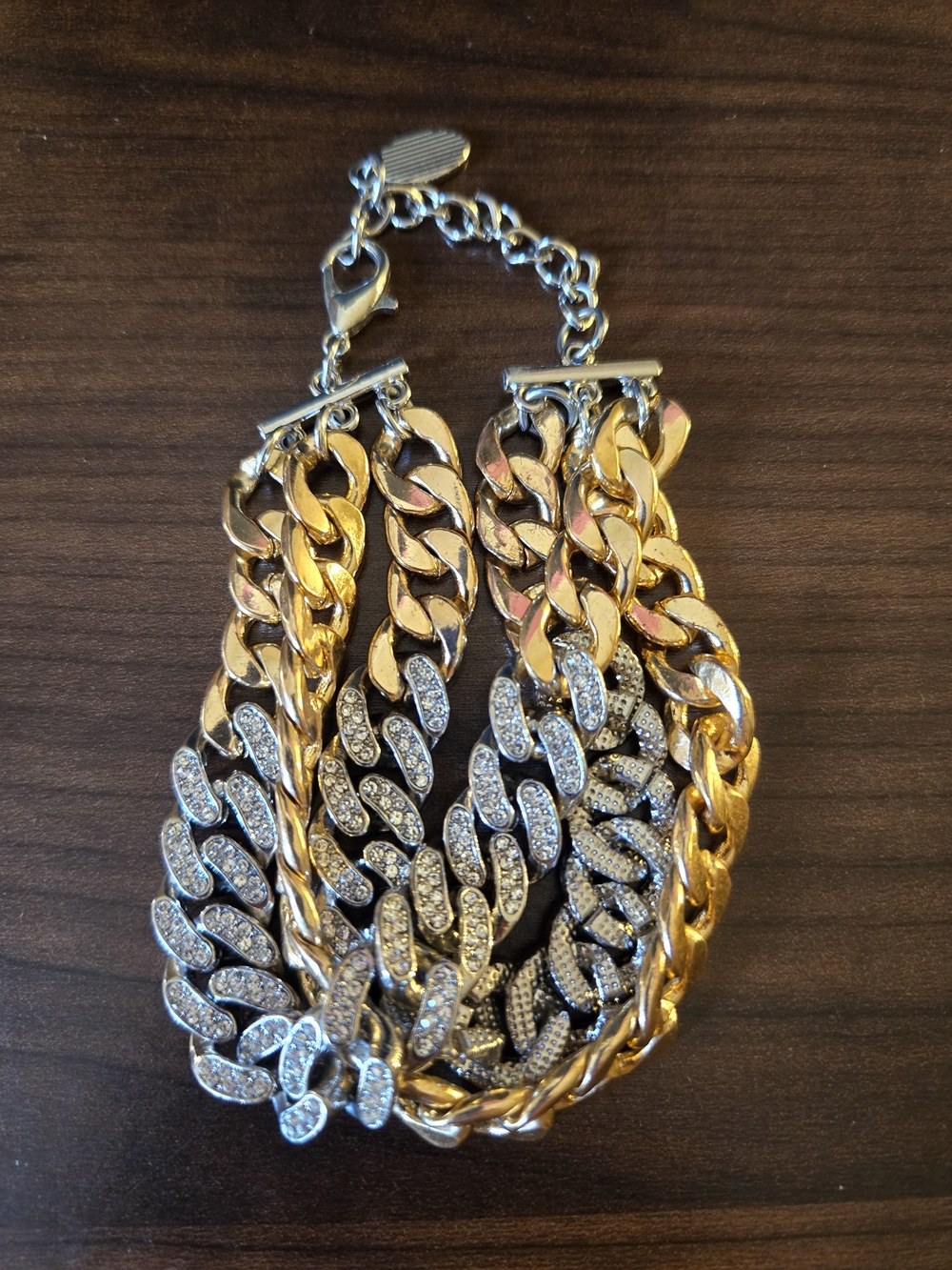 Gold & Silver Pave Cuban Link Bracelet